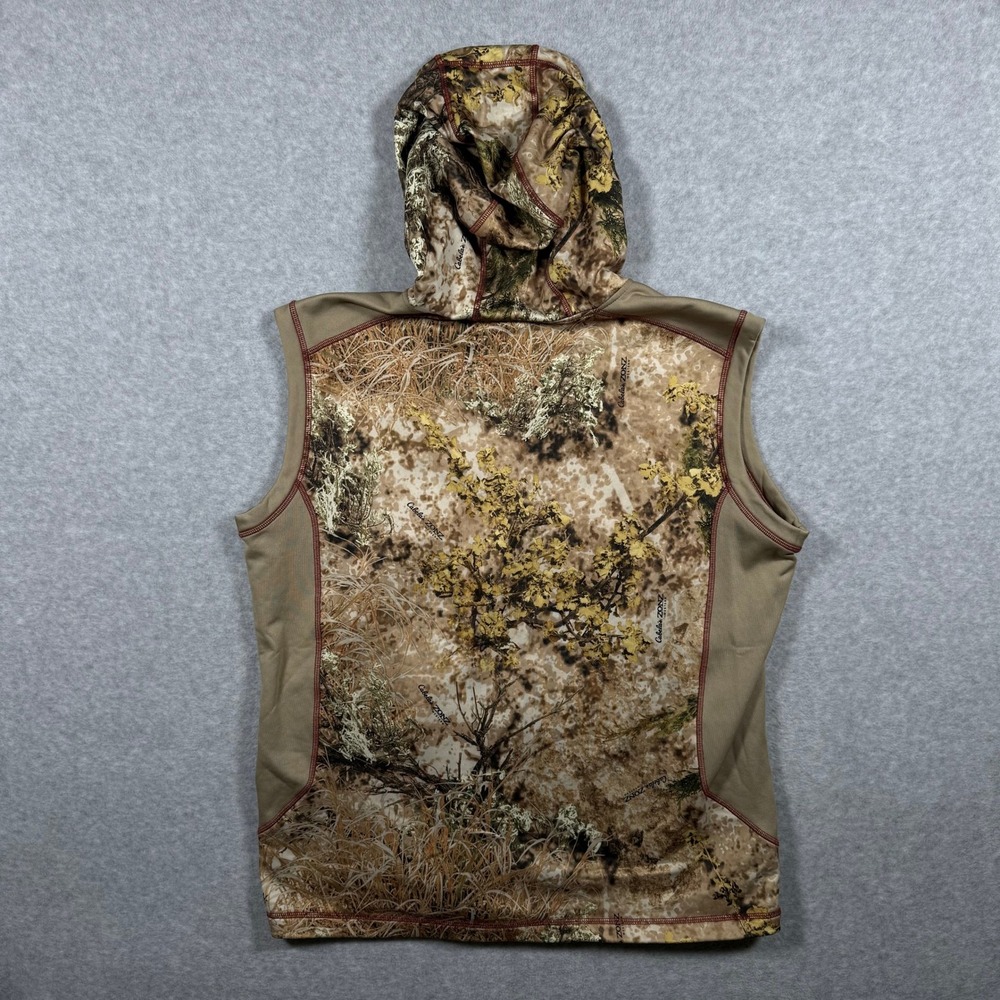 Cabelas ZONZ Camo Full Zip Hooded Vest Mens XL Brown Tan Hunting M33VT008/R - Picture 2 of 10